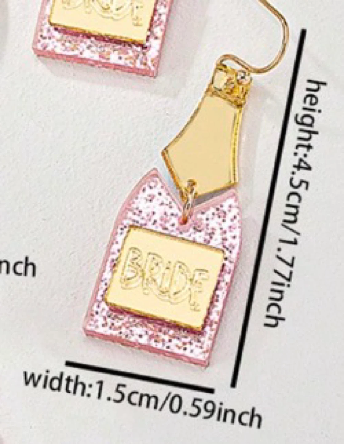 Bride Champagne Bottle Earrings Pink Glitter - photo 2