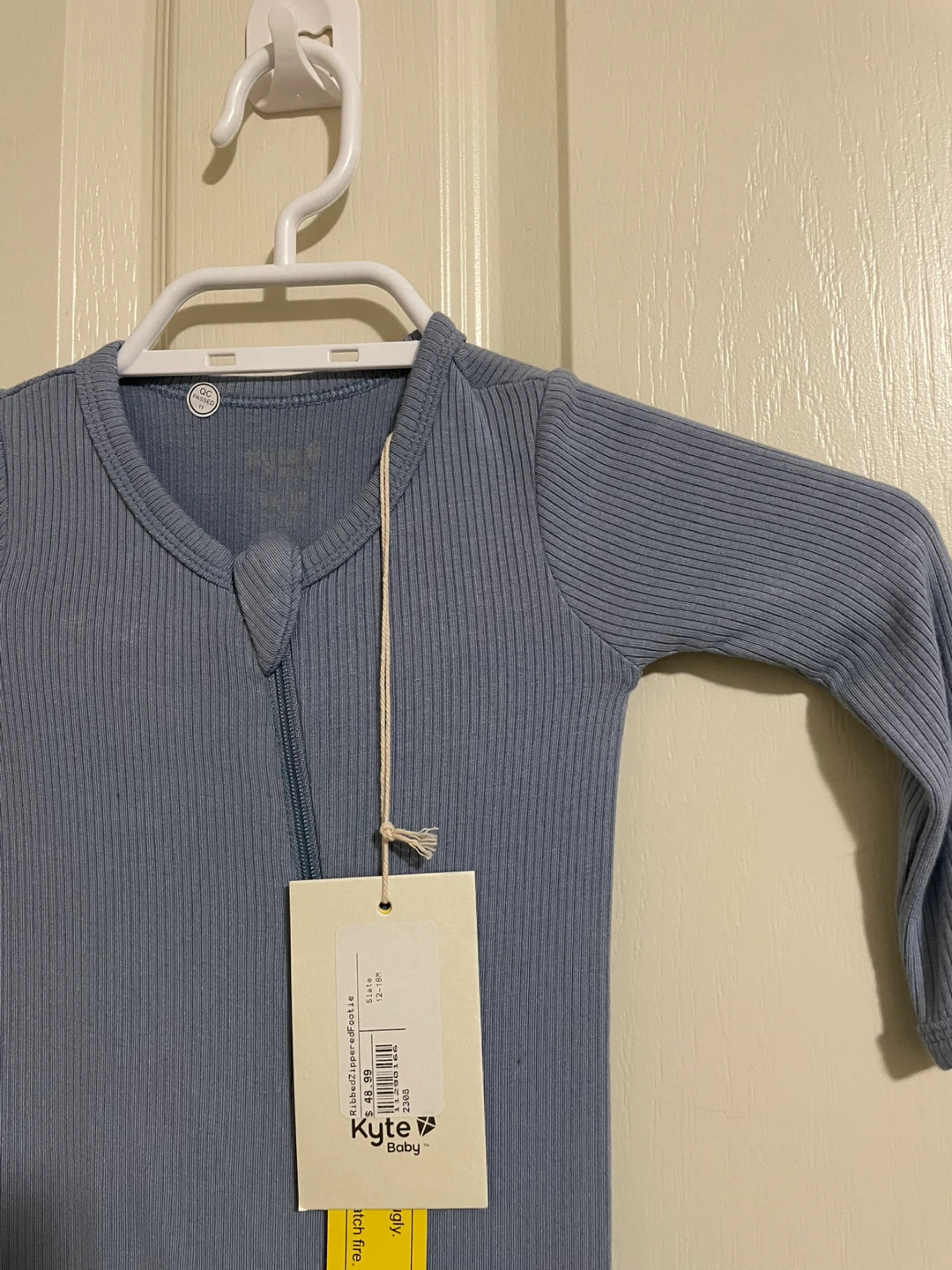 Kyte Baby Blue Ribbed Zipper Footie Pajamas 12-18M - photo 2
