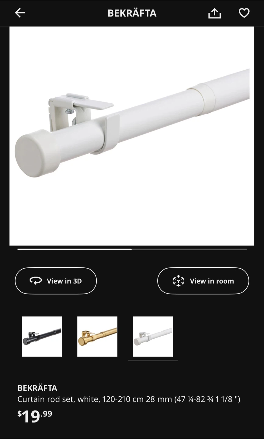 IKEA BEKRÄFTA Curtain Rod Set White 120-210 cm - photo 4