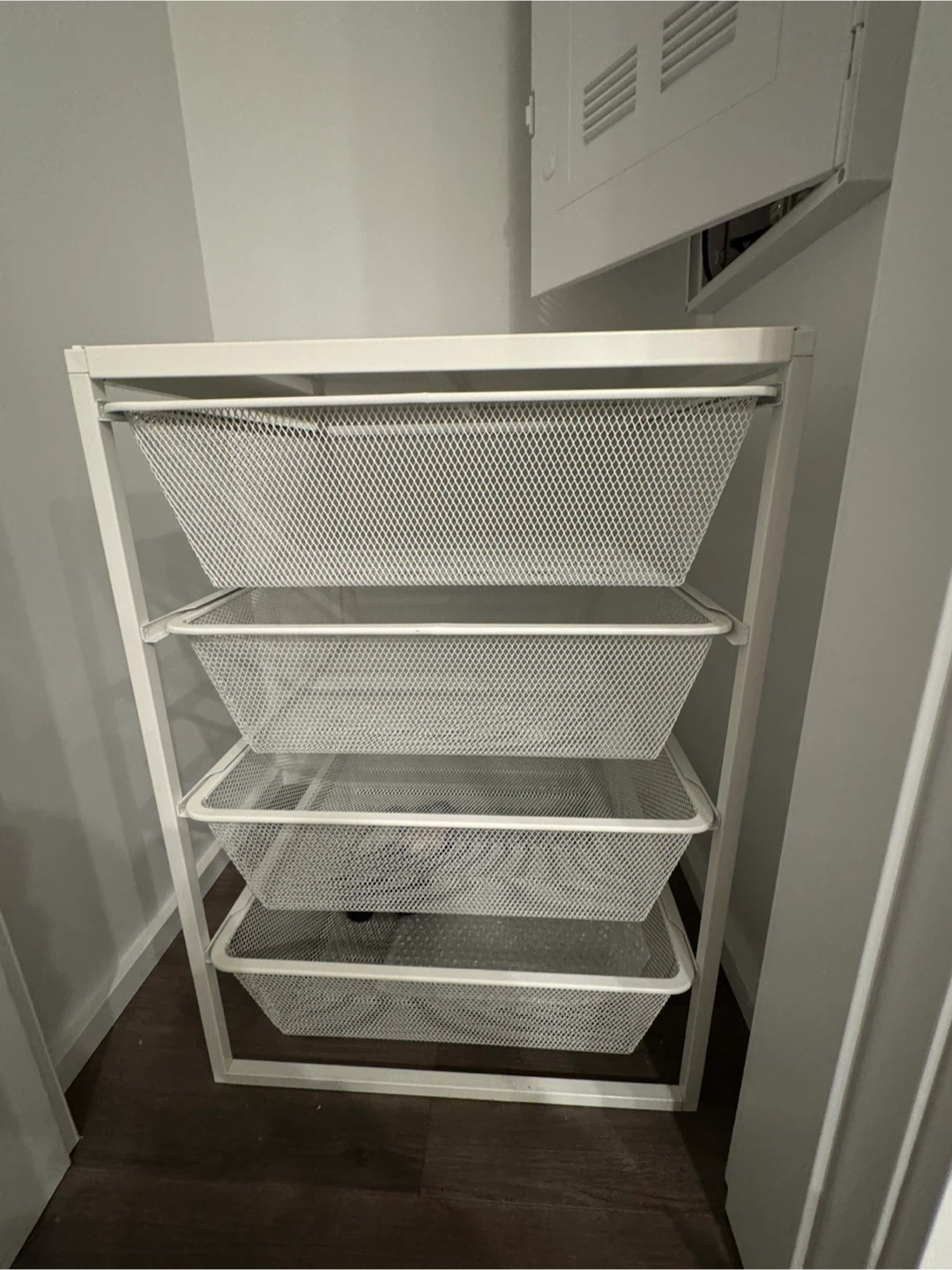 White 4-Tier Mesh Drawer Storage Unit