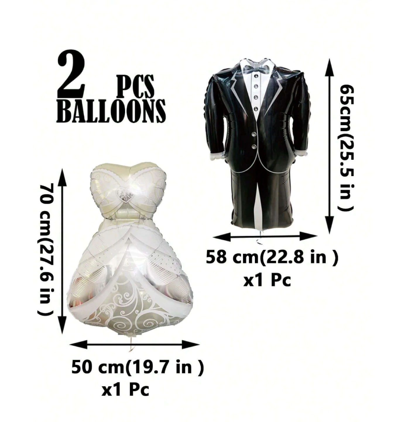 Bride and Groom Foil Balloons - Wedding/Anniversary Party Decor - photo 2