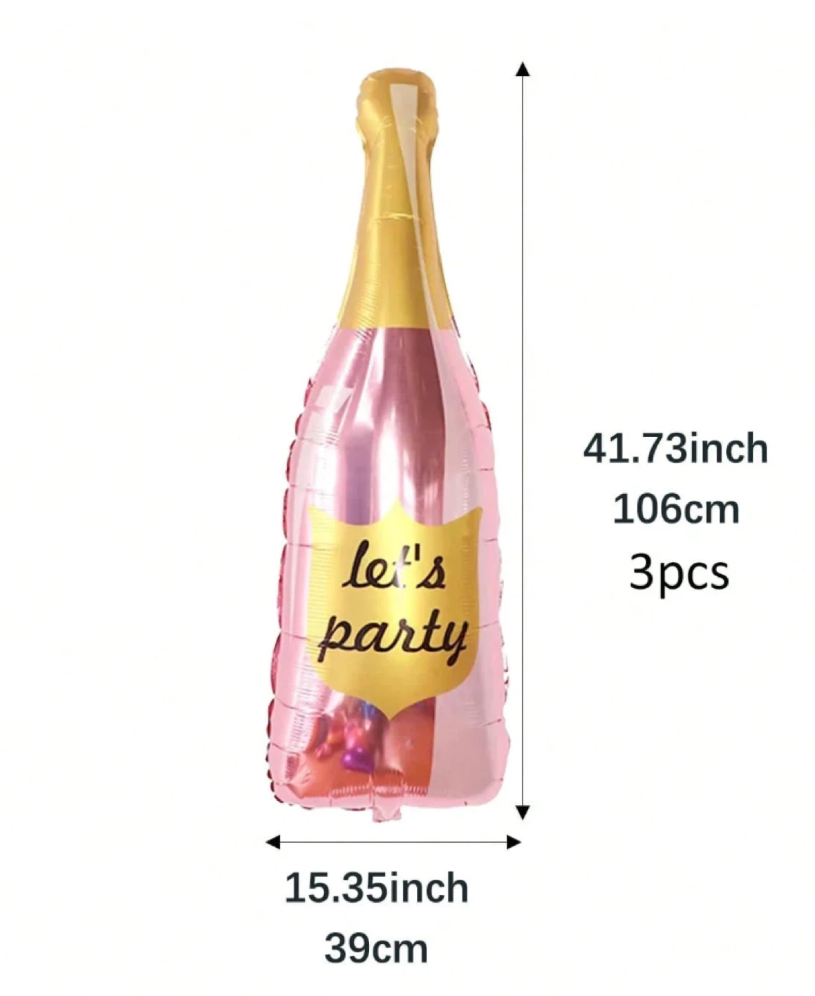 Champagne Bottle "Let's Party" Balloons (3 pcs) - photo 4
