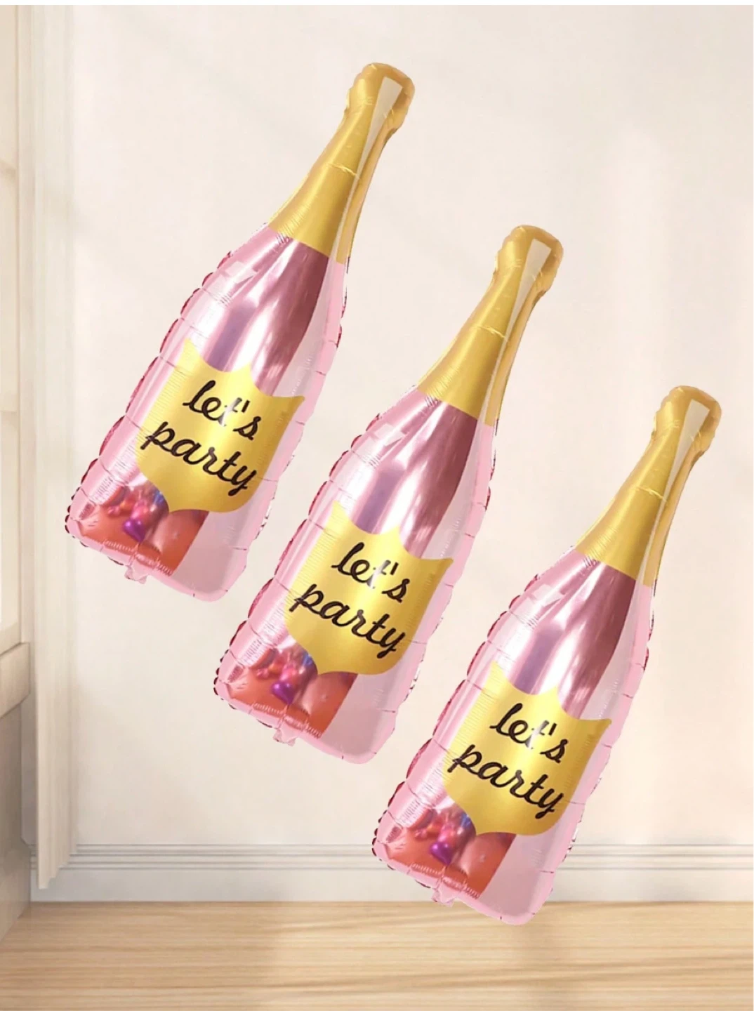 Champagne Bottle "Let's Party" Balloons (3 pcs)