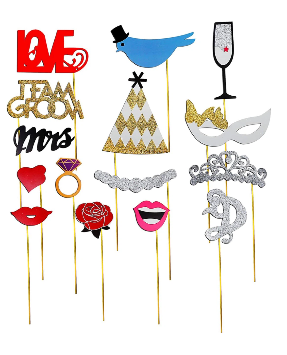 Set or 31 Wedding Photo Booth Props Set - photo 3