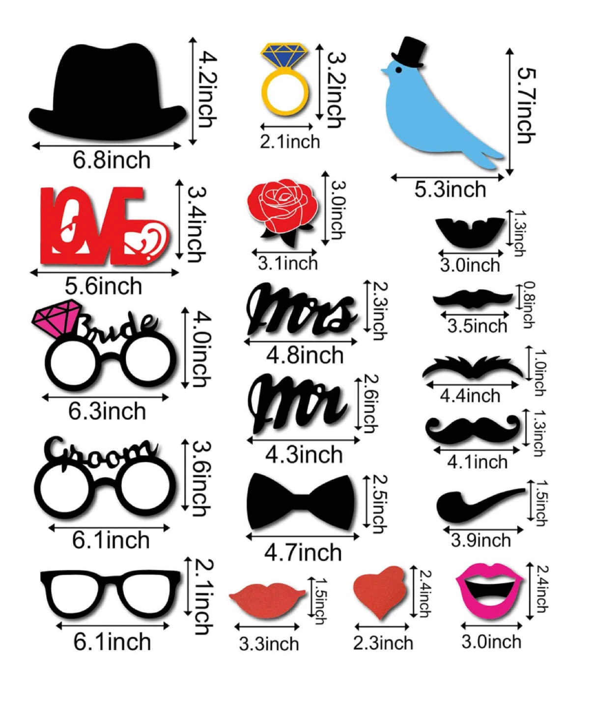 Set or 31 Wedding Photo Booth Props Set - photo 4