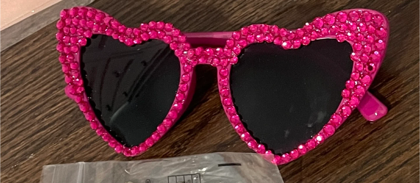 Pink Heart Rhinestone Sunglasses - photo 3