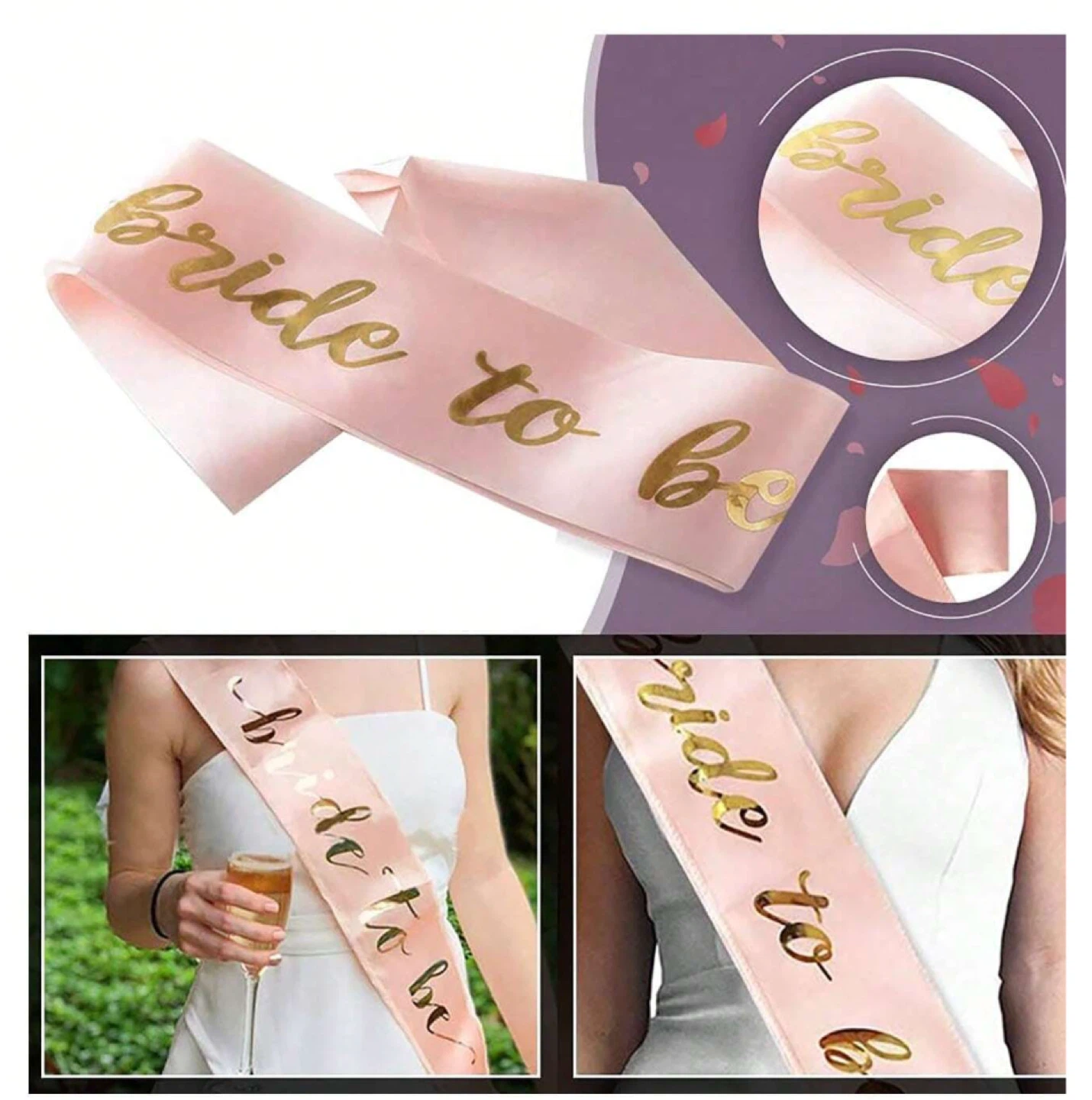 Set of Bride to Be Sash, Veil, and Headband - photo 4