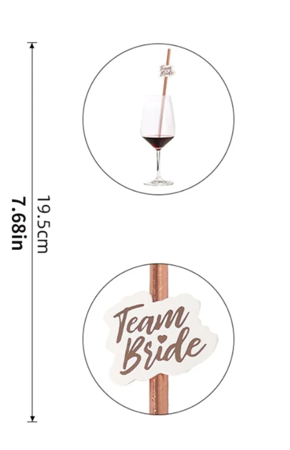 Set of 10 DIY Team Bride Rose Gold Straws - photo 3