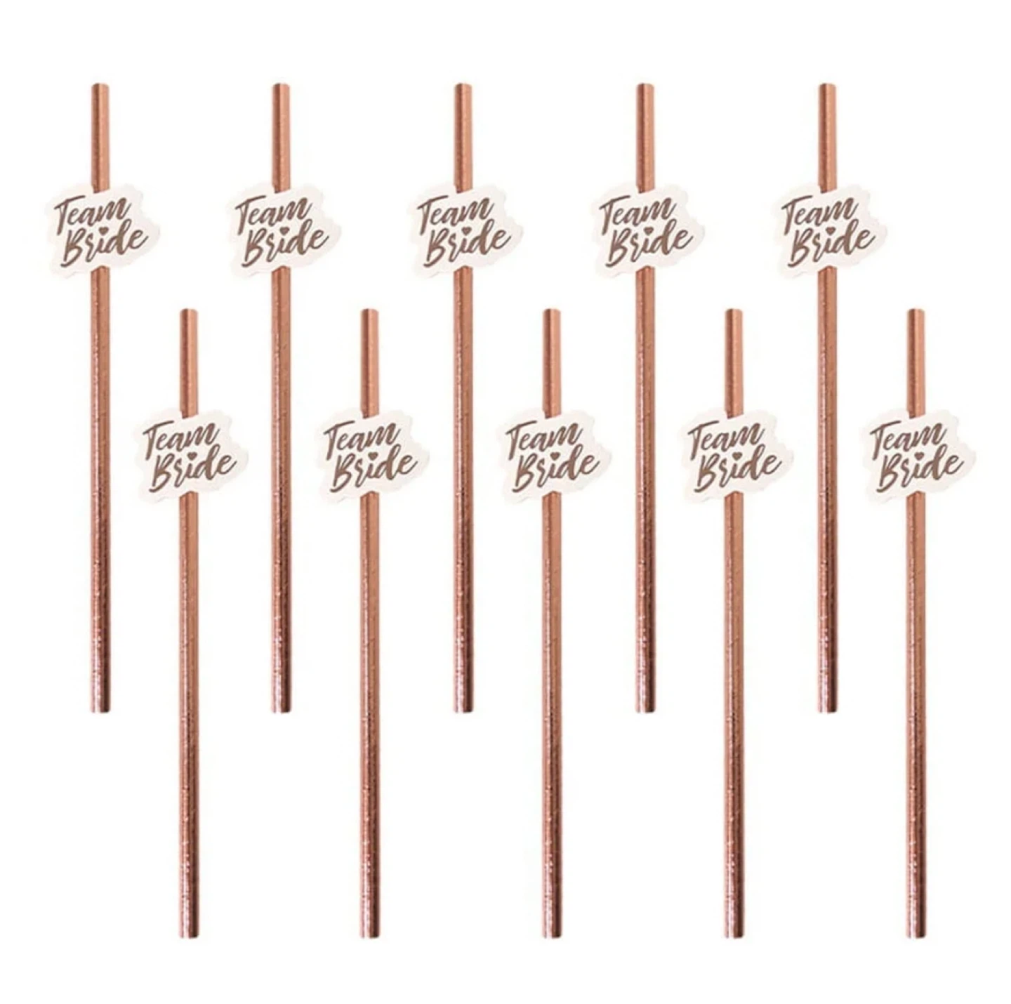 Set of 10 DIY Team Bride Rose Gold Straws - photo 2