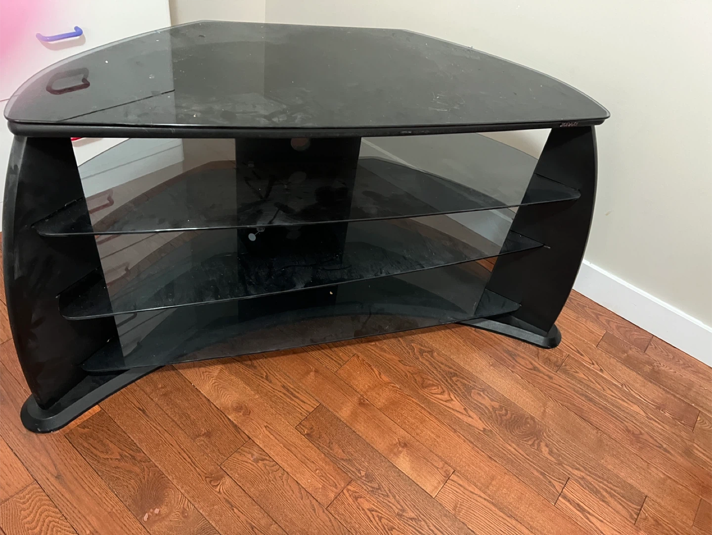 Black Glass Corner TV Stand