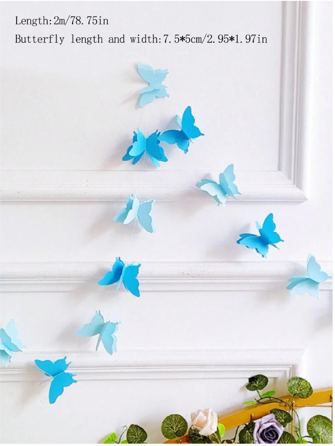 Set or 2 Dual-Toned Blue Butterfly Garland Decorations - photo 2