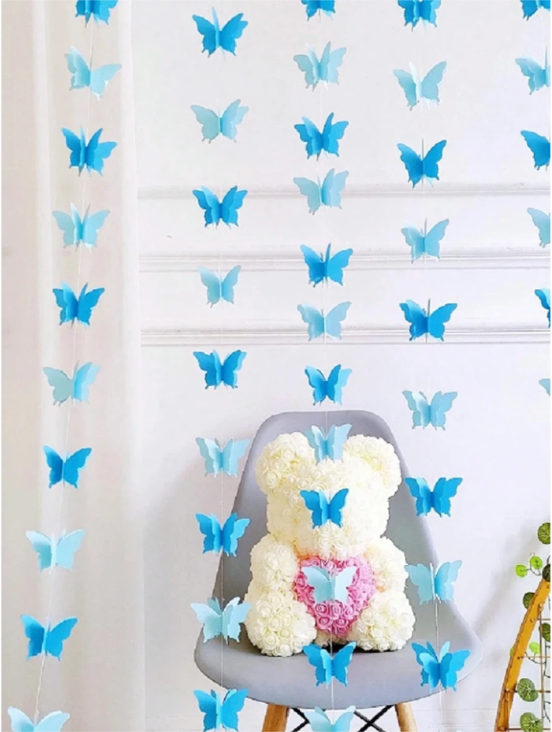 Set or 2 Dual-Toned Blue Butterfly Garland Decorations