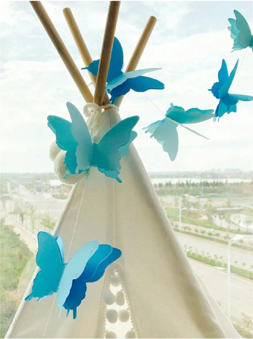 Set or 2 Dual-Toned Blue Butterfly Garland Decorations - photo 4