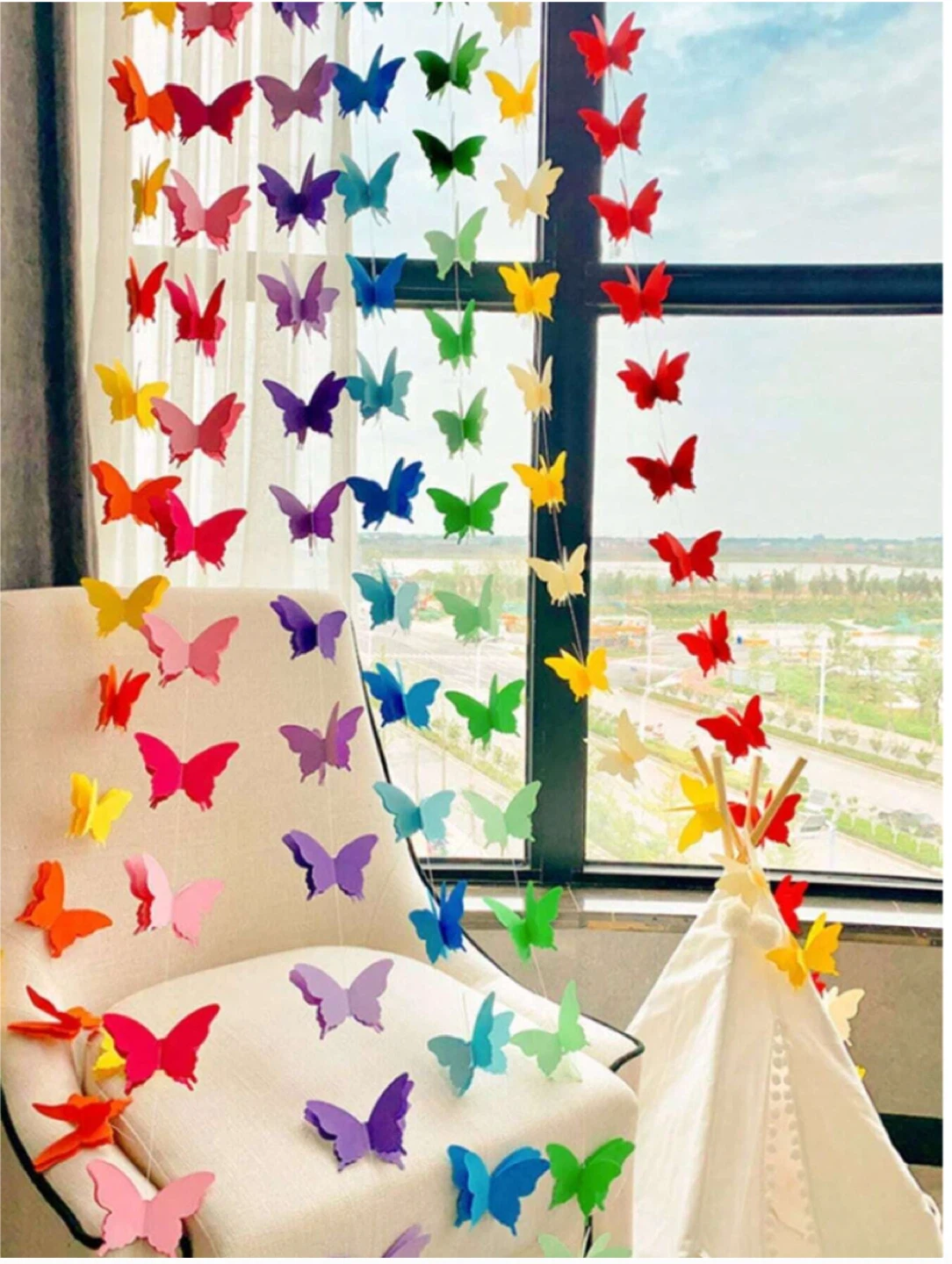 Dual-toned Pink 3D Paper Butterfly Banner / Garland - photo 5