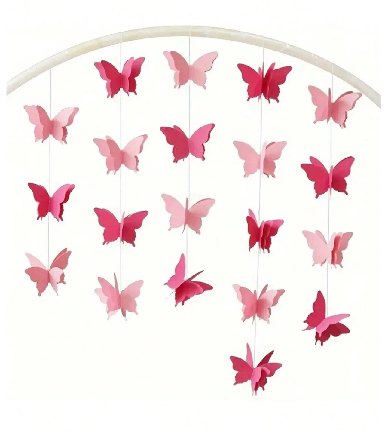 Dual-toned Pink 3D Paper Butterfly Banner / Garland - photo 3