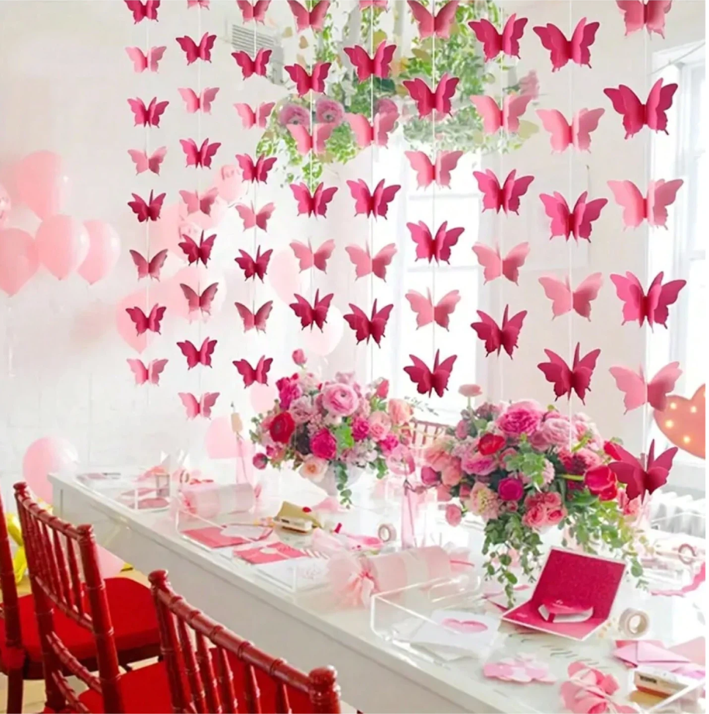 Dual-toned Pink 3D Paper Butterfly Banner / Garland