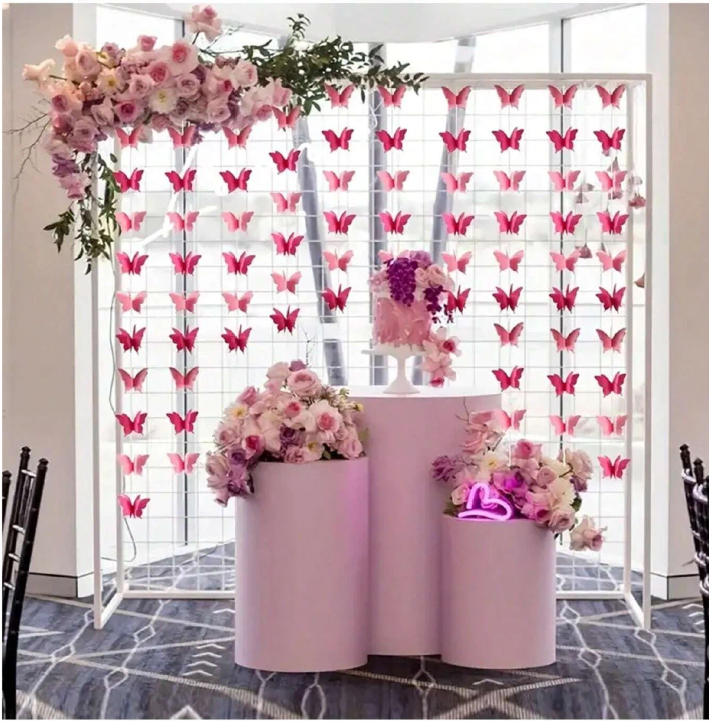 Dual-toned Pink 3D Paper Butterfly Banner / Garland - photo 2