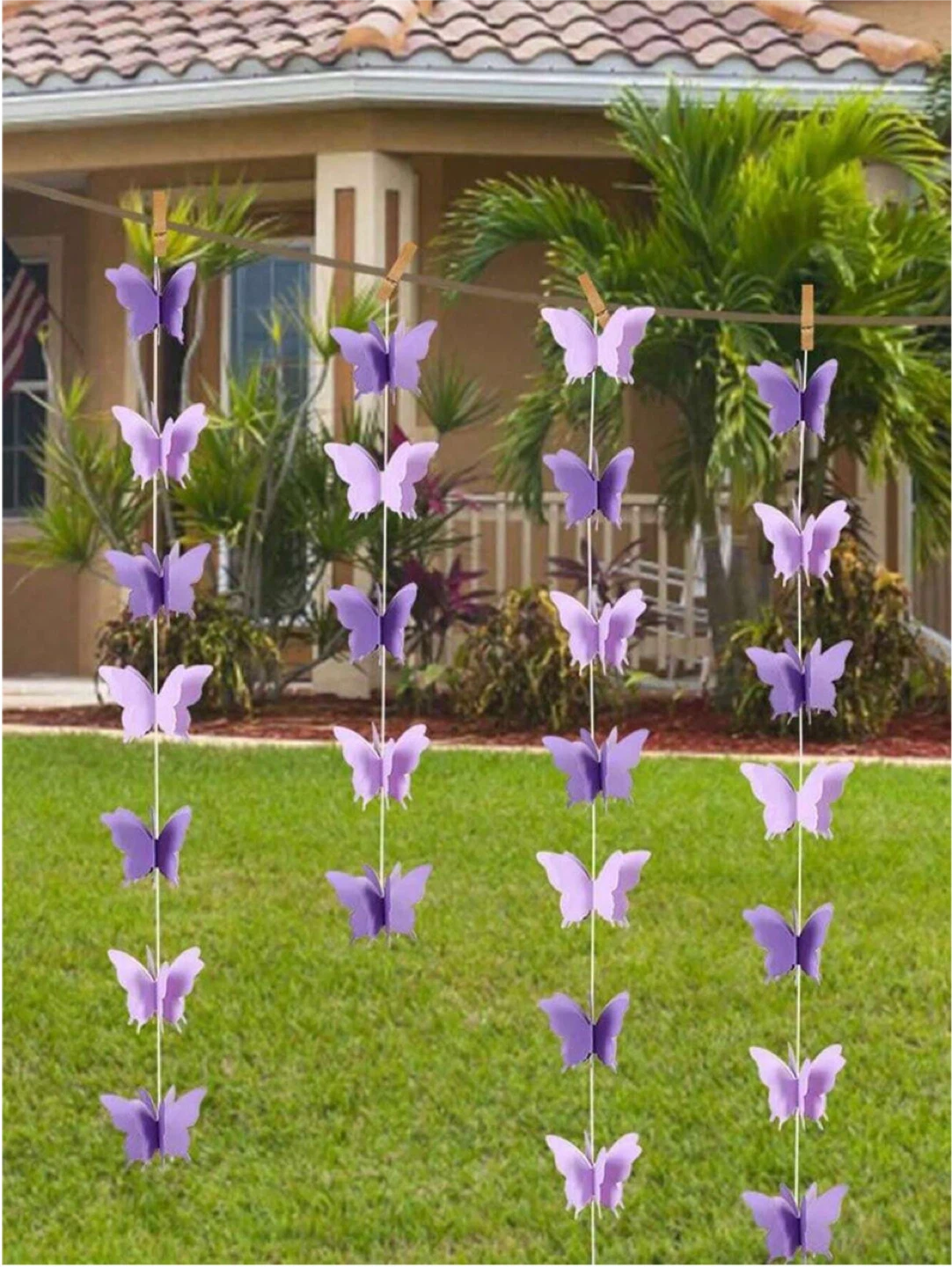 Set or 3 Dual-Toned Purple Butterfly Garland Decorations
