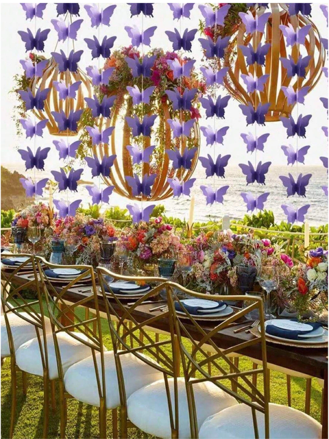 Set or 3 Dual-Toned Purple Butterfly Garland Decorations - photo 2