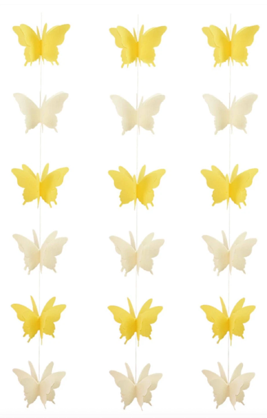 Set of 3 Dual-Toned 3D Yellow and Butterfly Garlands - photo 2