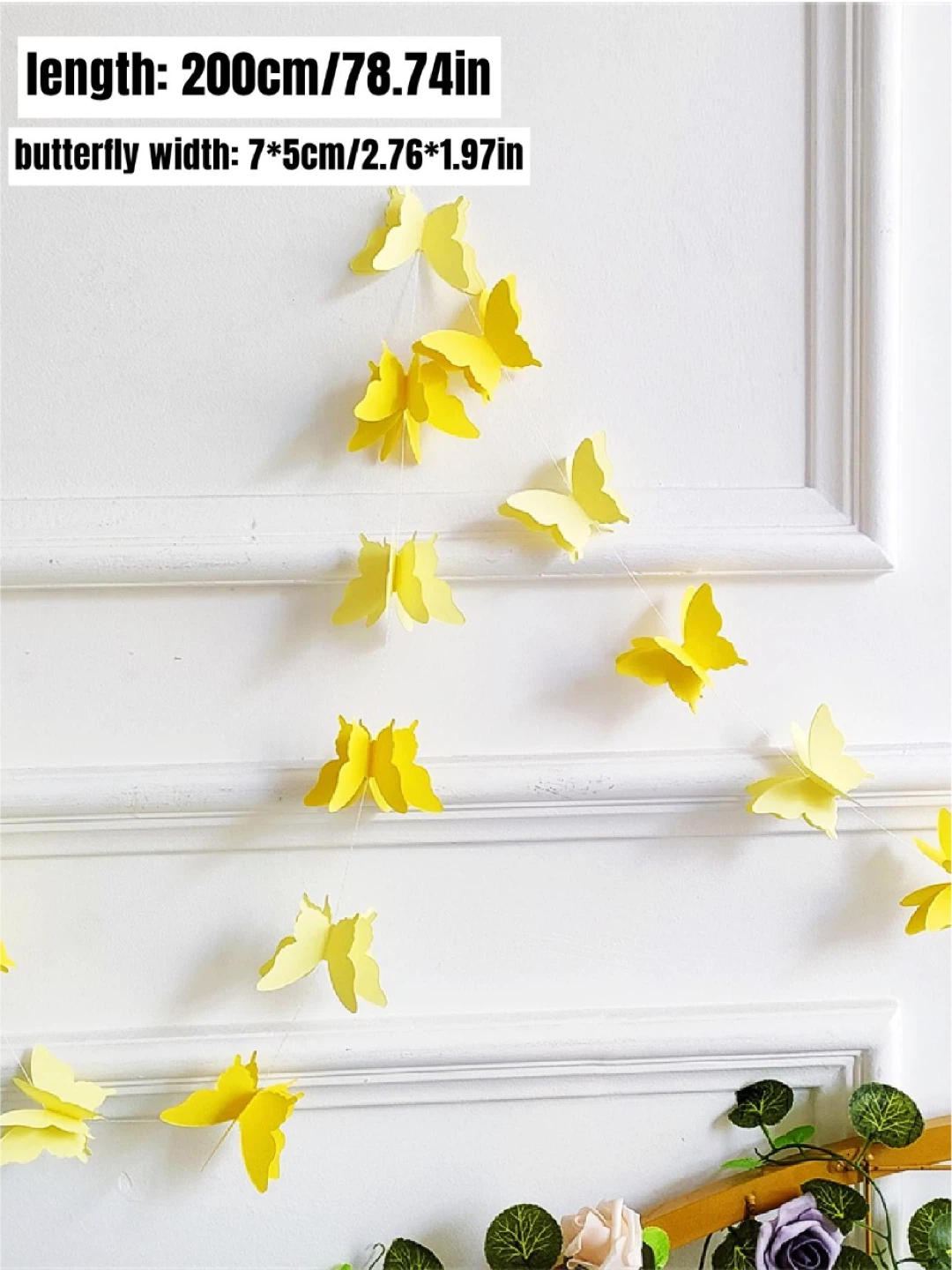 Set of 3 Dual-Toned 3D Yellow and Butterfly Garlands - photo 4