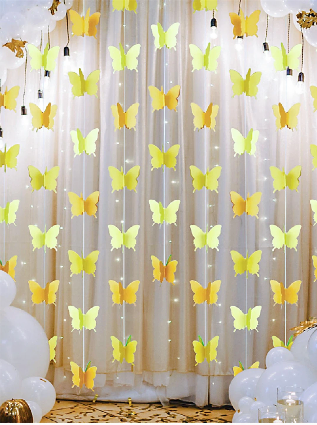 Set of 3 Dual-Toned 3D Yellow and Butterfly Garlands