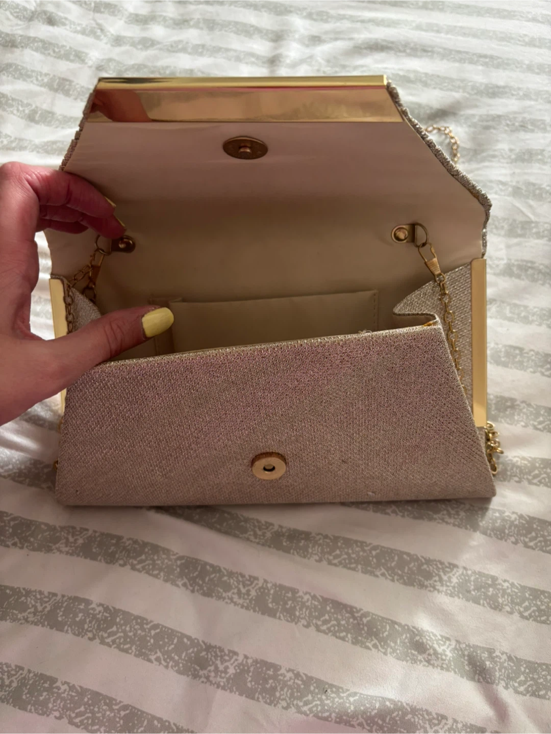 Rose/gold ish sparkly clutch bag - photo 2