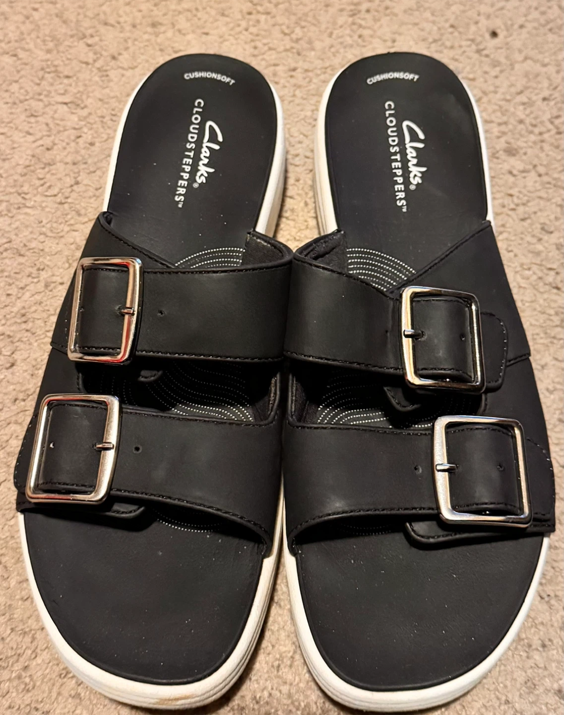Clarks Cloudsteppers Black Slide Sandals Women's Size 9