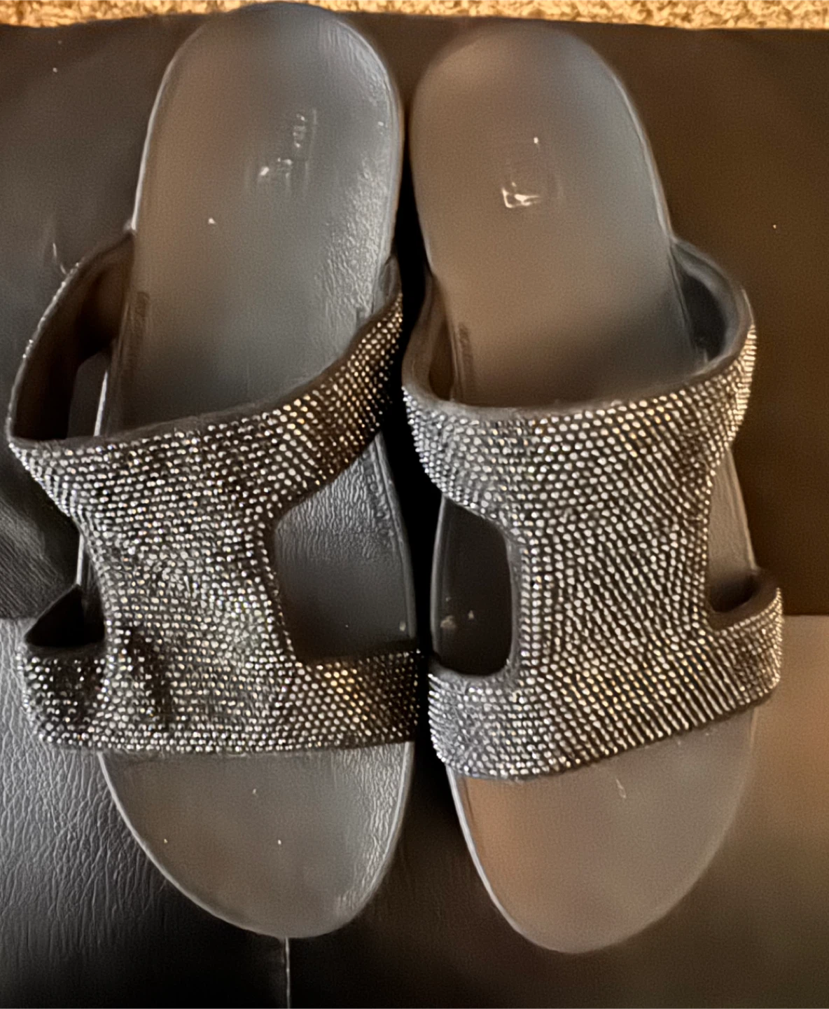 FitFlop Black Sparkle Slides Sandals Size US 9