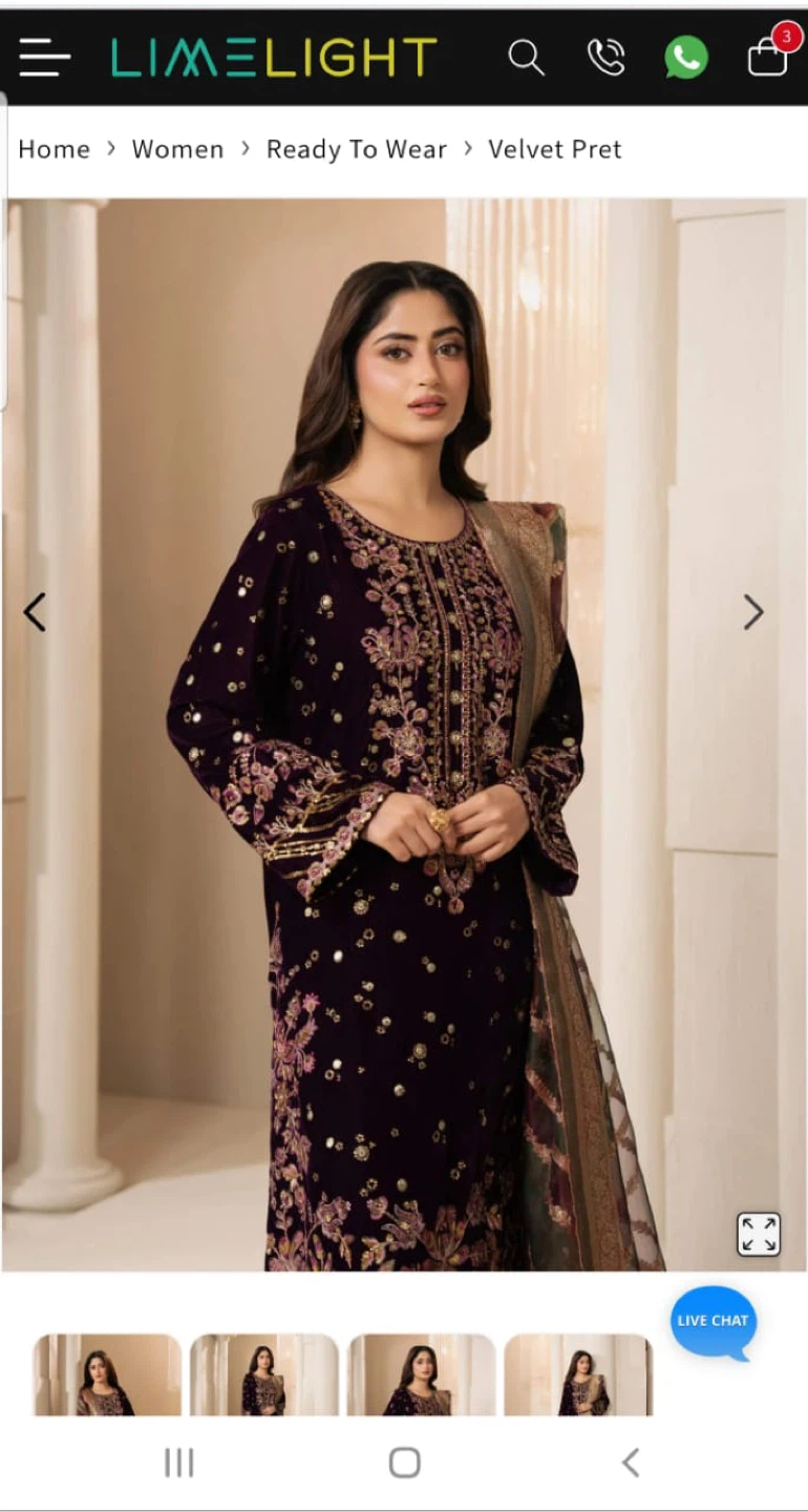 Limelight Velvet Pret Embroidered Women's Dress