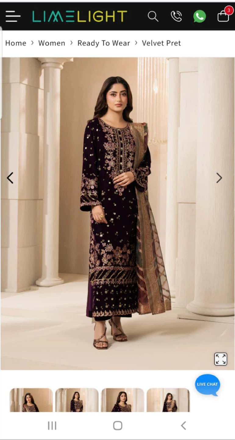 Limelight Velvet Pret Embroidered Women's Dress - photo 2