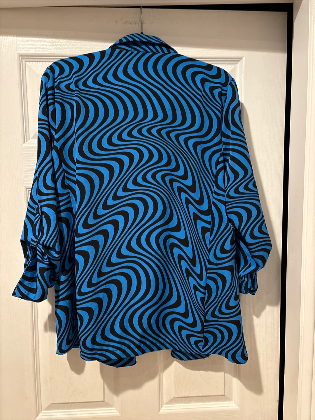 Forever 21 Women's Blue Black Swirl Print Blazer Jacket Size M - photo 5