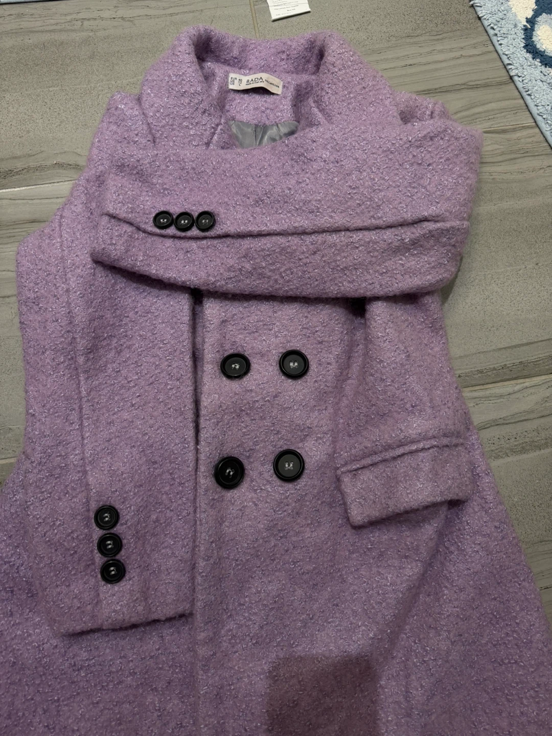 Purple Wool Blend Coat - Size S