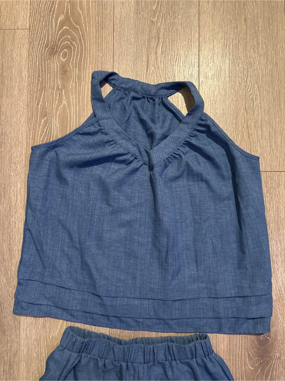 Blue Denim Tank Top and Shorts Set - photo 2