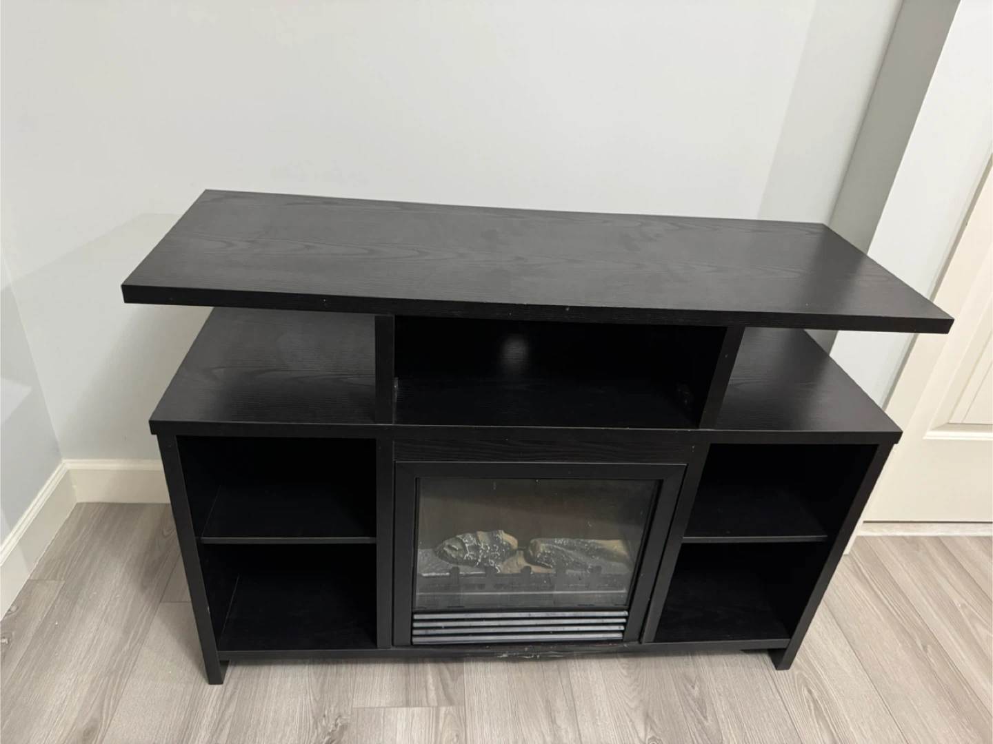 Black Electric Fireplace TV Stand with Storage - photo 2