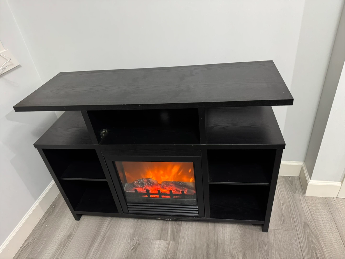 Black Electric Fireplace TV Stand with Storage - photo 3