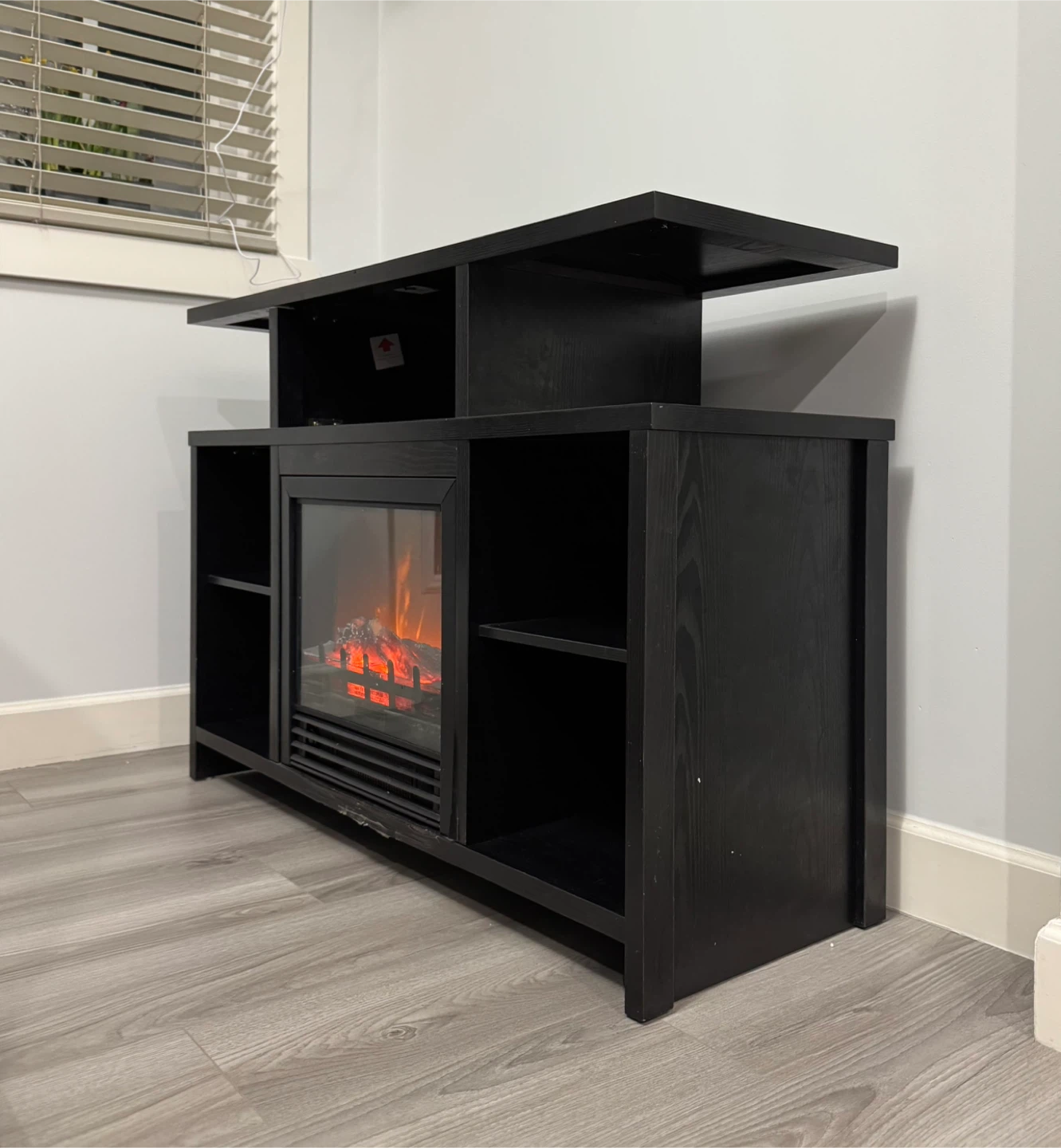 Black Electric Fireplace TV Stand with Storage