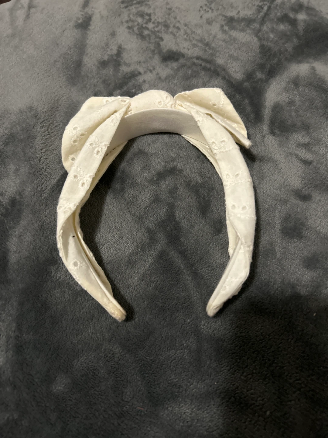 Set of 2 Headbands - Navy Velvet & White Eyelet - photo 3
