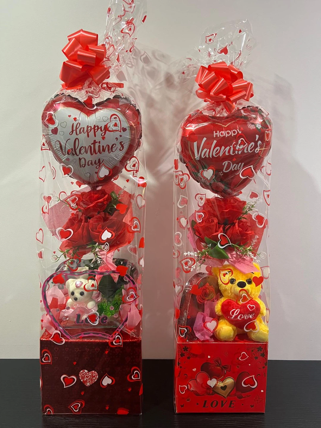 Valentine's Day Gift Basket with Balloon and Plush Toy