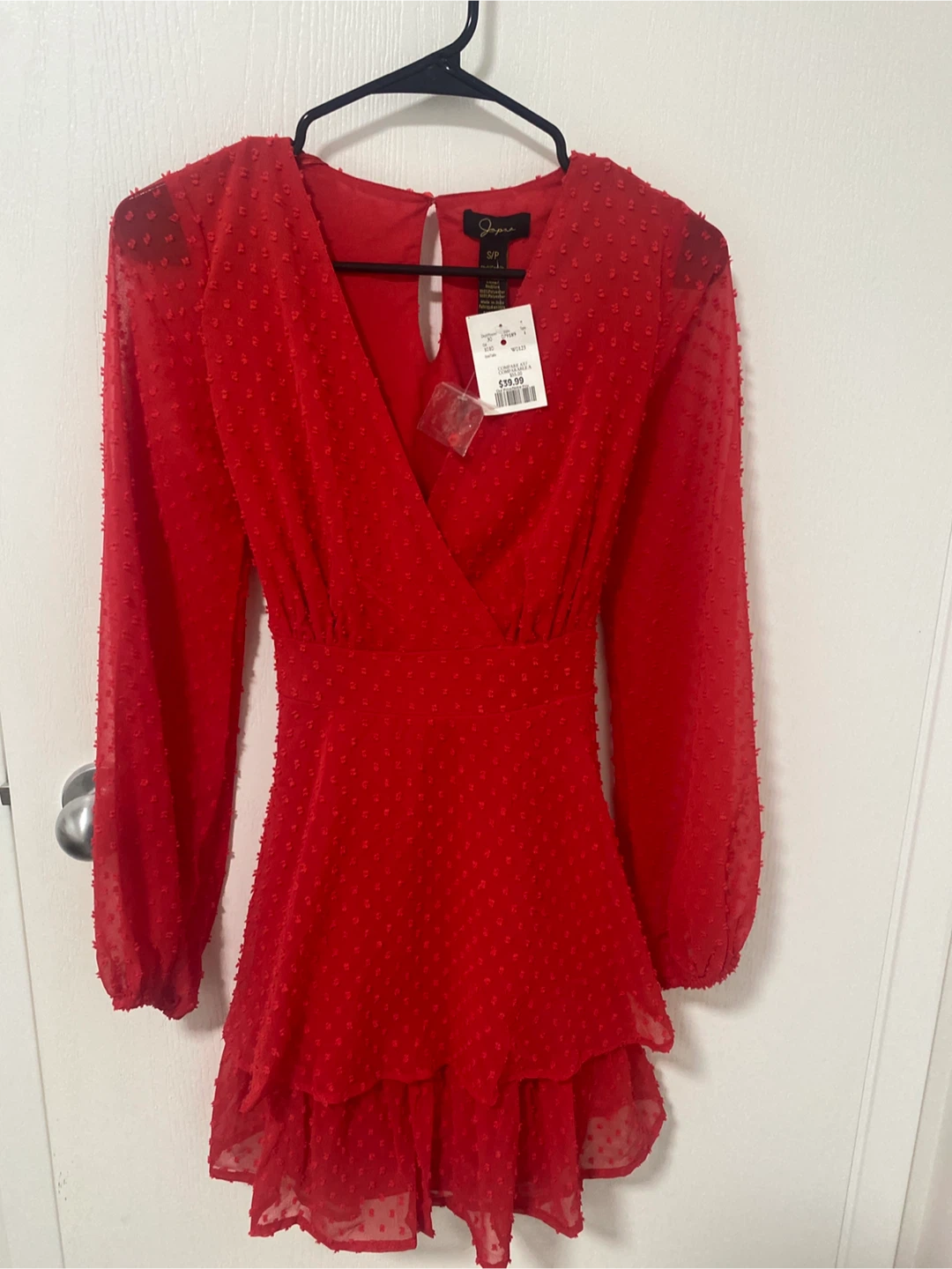 Jump Apparel Red Swiss Dot Ruffle Dress