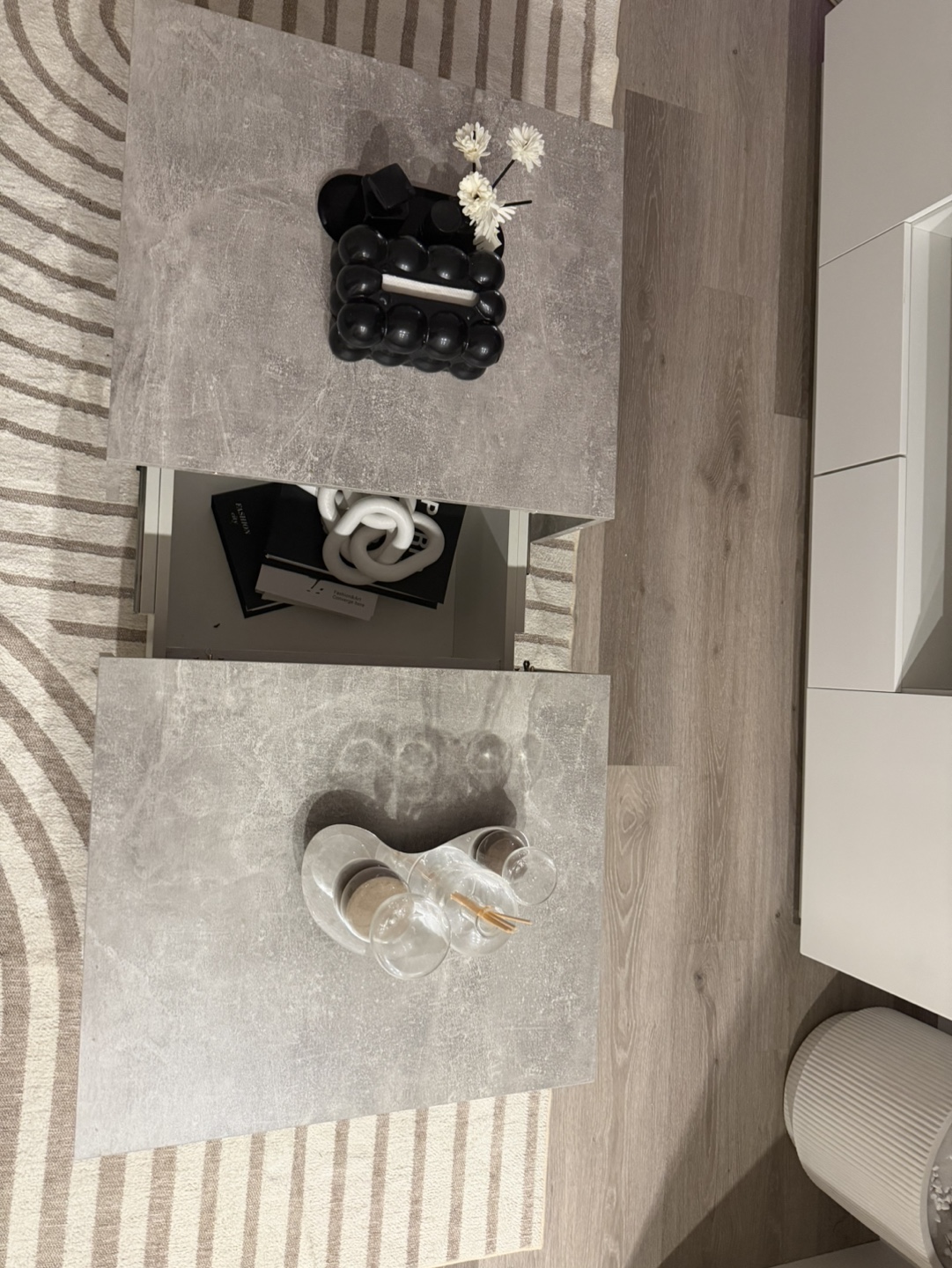 Modern Grey Nesting Coffee Tables with Storage