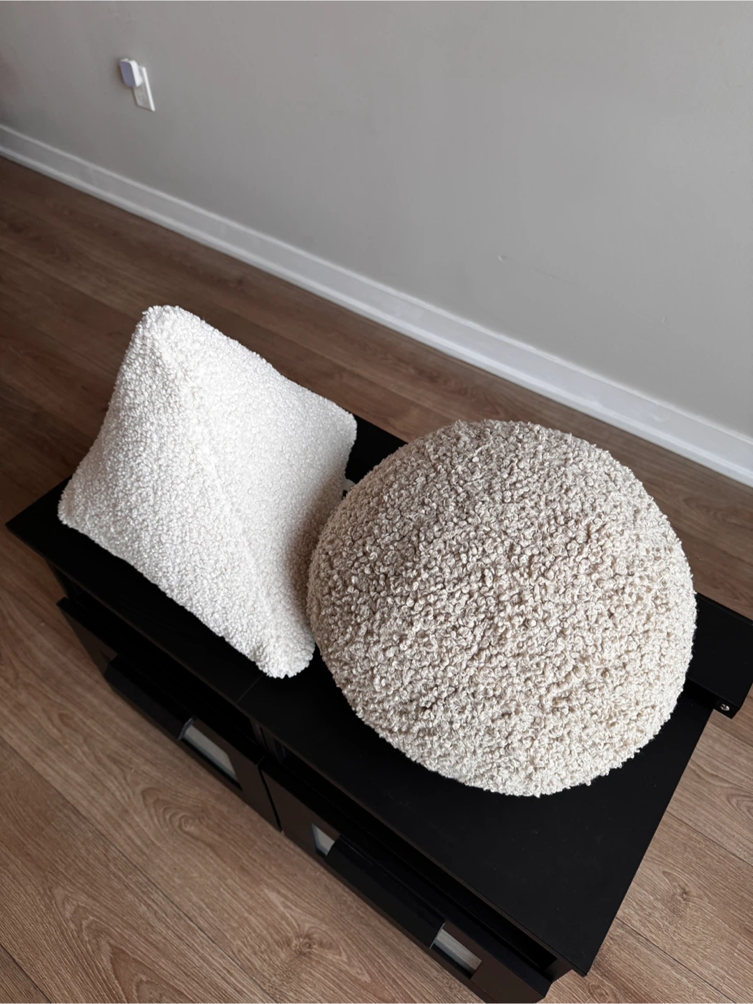 Set of 2 Boucle Throw Pillows - Cream/White - photo 2