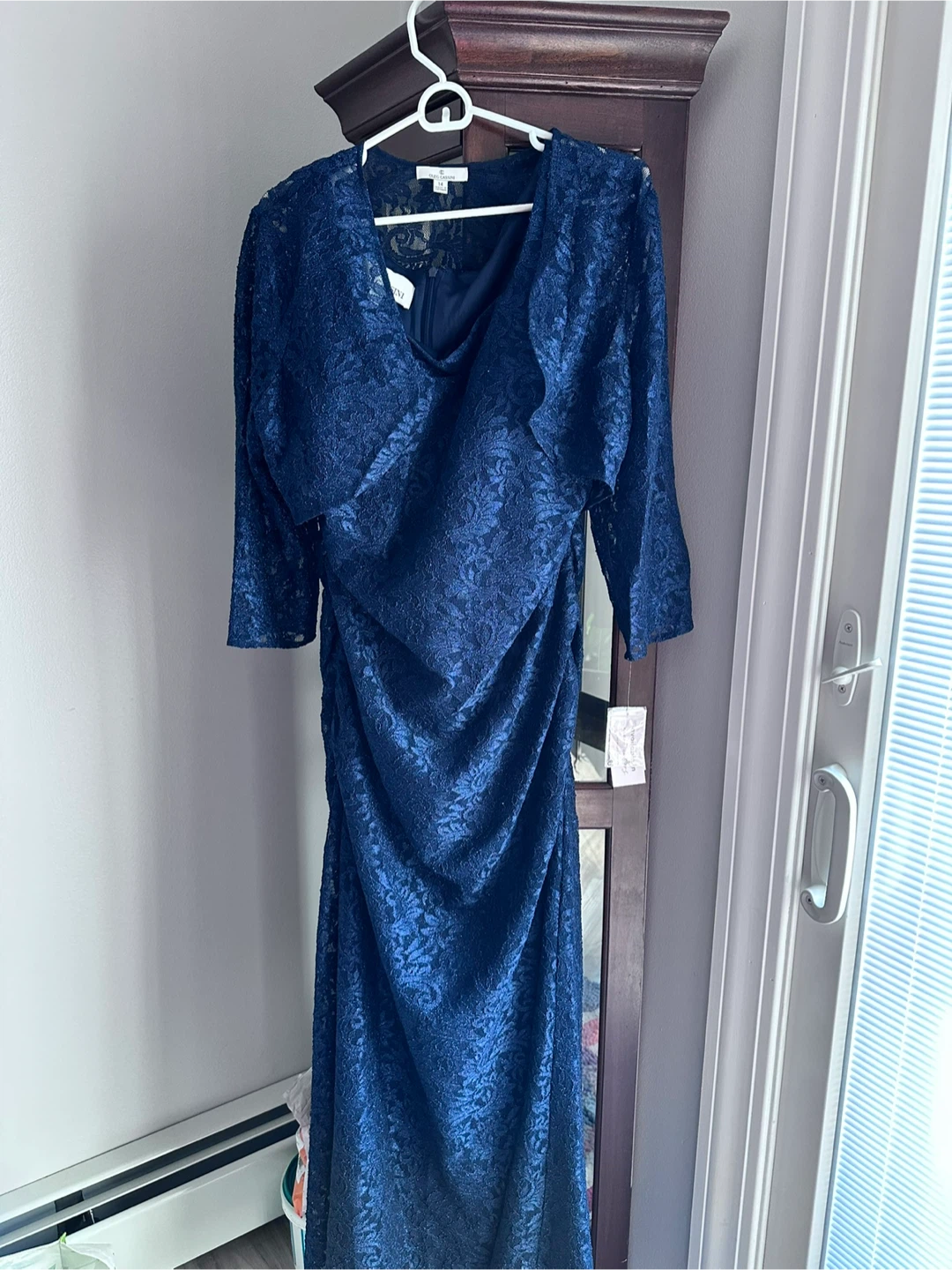Oleg Cassini Navy Lace Dress with Bolero - Size 14 - photo 3