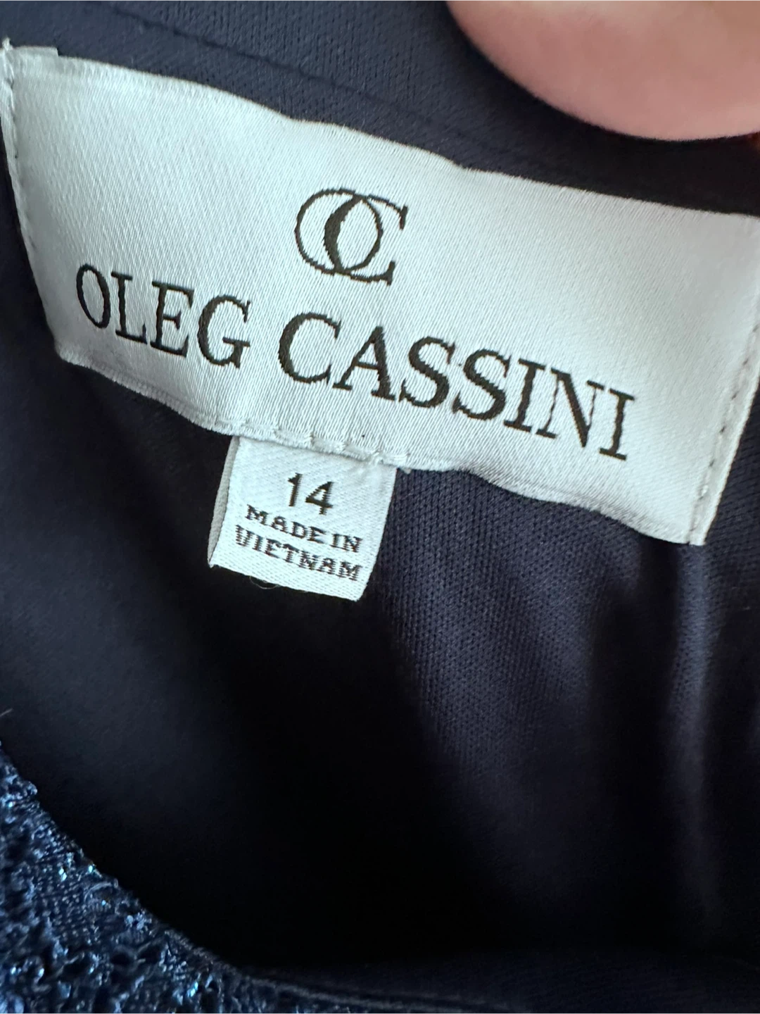 Oleg Cassini Navy Lace Dress with Bolero - Size 14