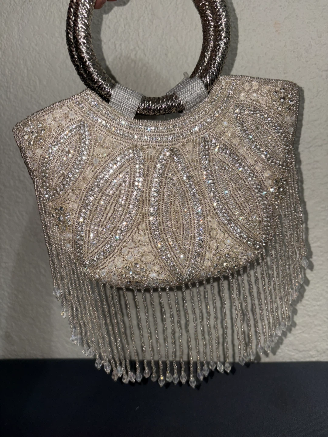 Sparkly Beaded Evening Bag with Handle