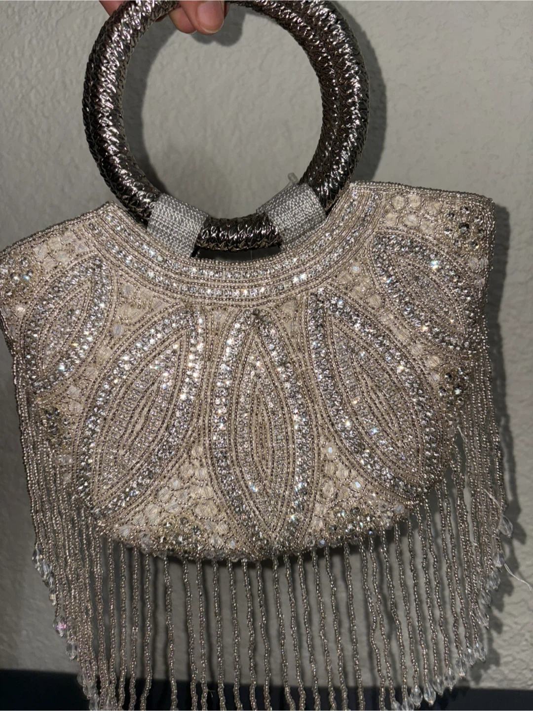 Sparkly Beaded Evening Bag with Handle - photo 2