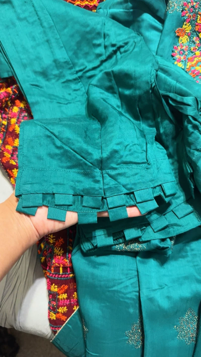 Teal Embroidered 3-Piece Lawn Suit - photo 2