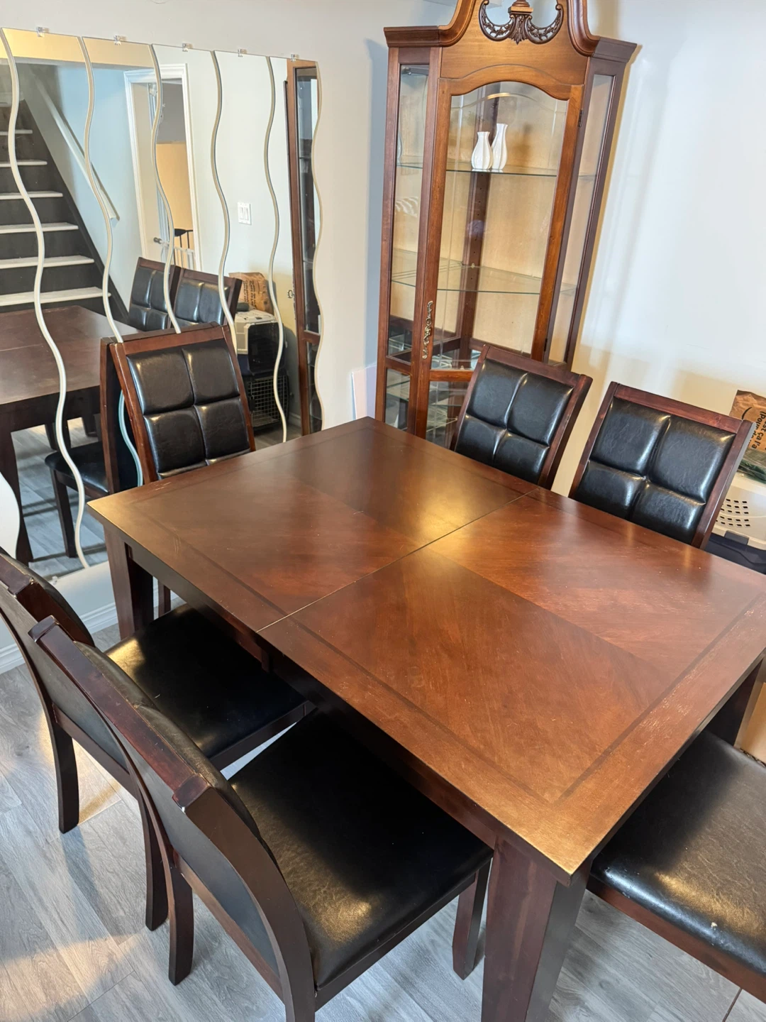 Wooden Dining Table with 6 Chairs