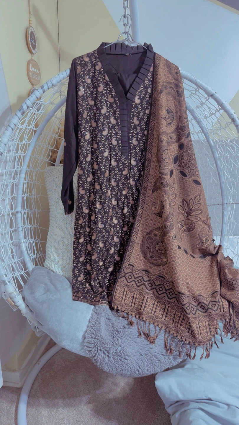 Black khaddar Pakistani suit
