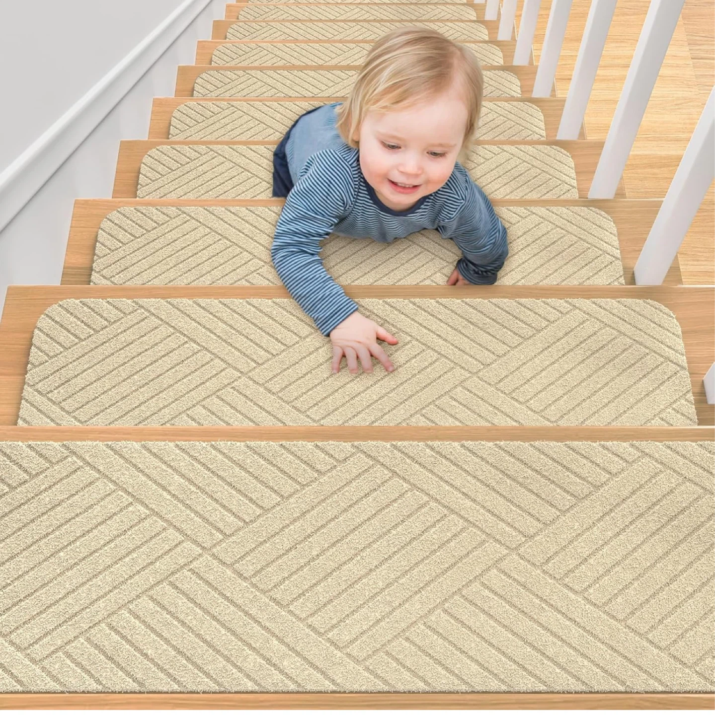 Beige Stair Treads Carpet Set - 15 Pack